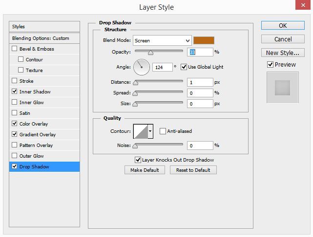 photoshop efekat slova drvo drop shadow